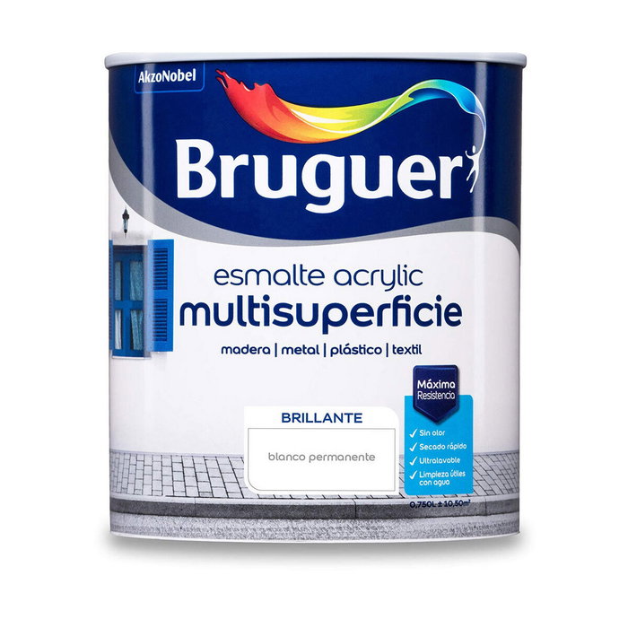 Bruguer Esmalte acrílico multisuperficie blanco permanente brillante 750 ml