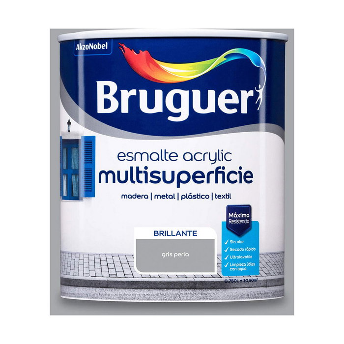Bruguer Esmalte acrílico multisuperficie gris perla brillante 750 ml Bruguer Esmalte acrílico multisuperficie gris perla brillante 750 ml