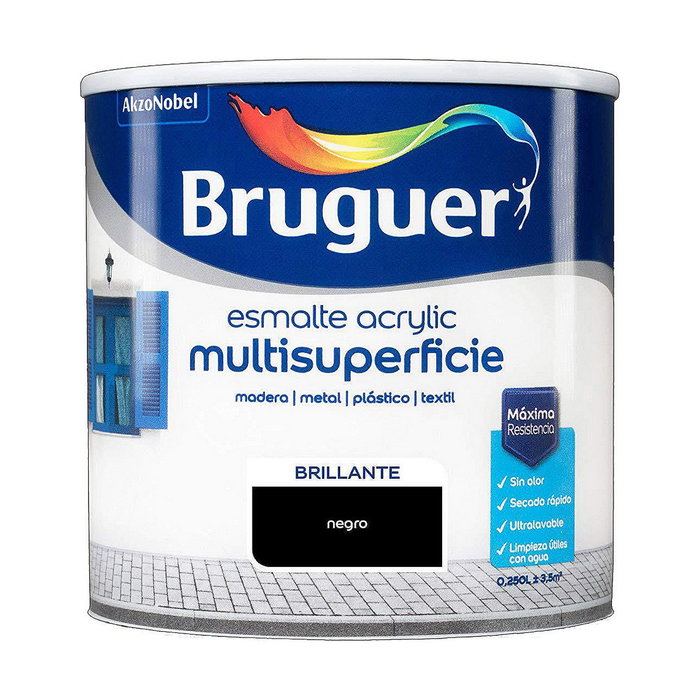 Bruguer Esmalte acrílico multisuperficie negro brillante 250 ml Bruguer Esmalte acrílico multisuperficie negro brillante 250 ml