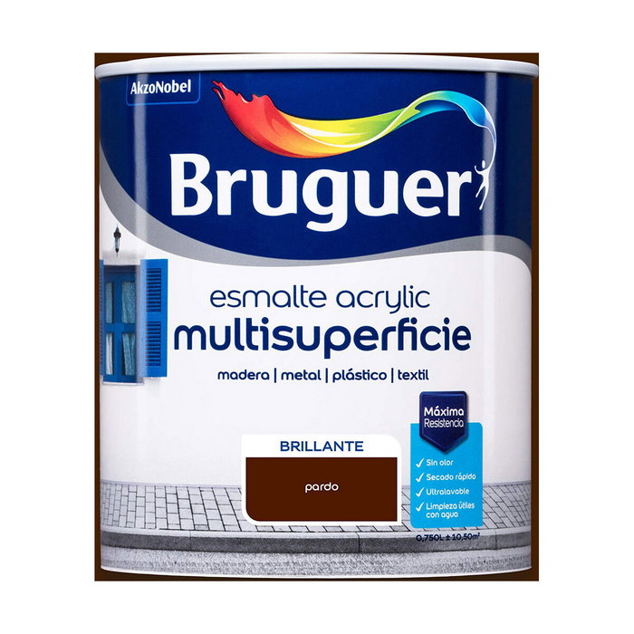 Bruguer Esmalte acrílico multisuperficie pardo brillante 750 ml