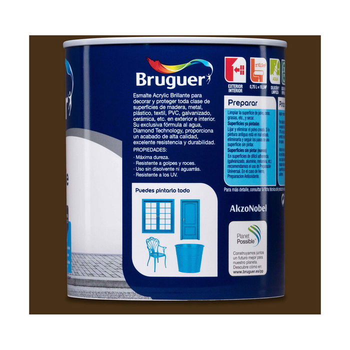 Bruguer Esmalte acrílico multisuperficie brillante tabaco 750 ml
