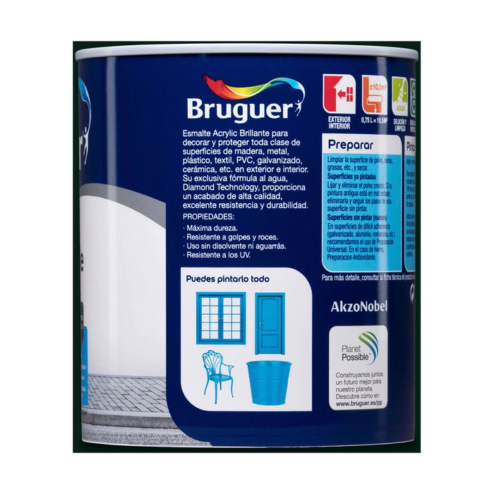 Bruguer Esmalte acrílico multisuperficie verde brillante carruajes 750 ml