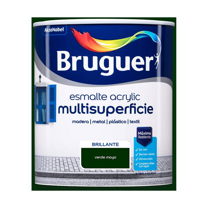 Bruguer Esmalte acrílico multisuperficie verde mayo brillante 750 ml