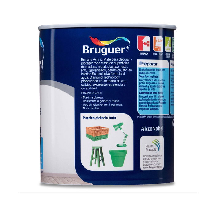 Bruguer Esmalte acrílico multisuperficie blanco permanente mate 750 ml