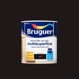Bruguer Esmalte Acrílico Multisuperficie Negro Satinado 750 ml para Interior y Exterior