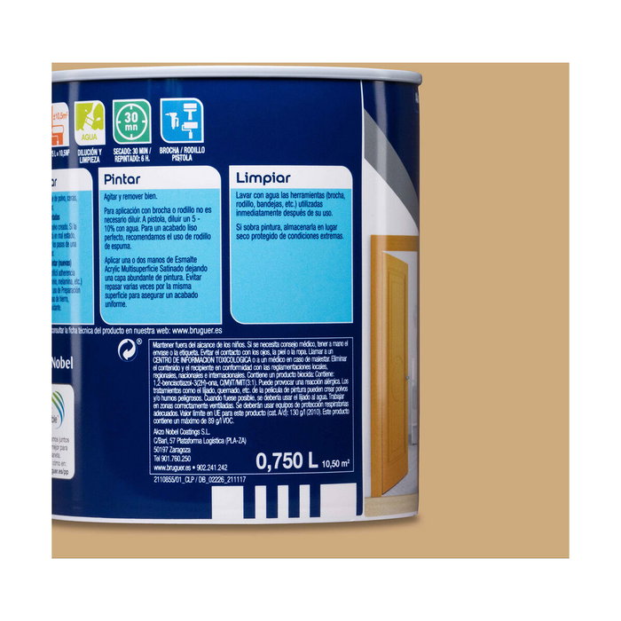 Bruguer Esmalte acrílico multisuperficie avellana satinado 750 ml