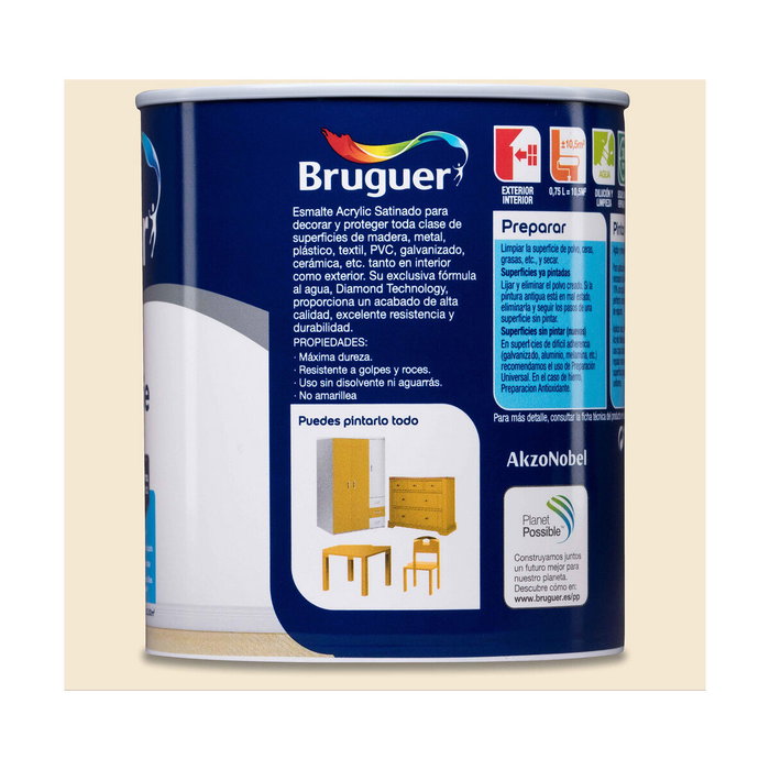 Bruguer Esmalte acrílico multisuperficie blanco hueso satinado 750 ml
