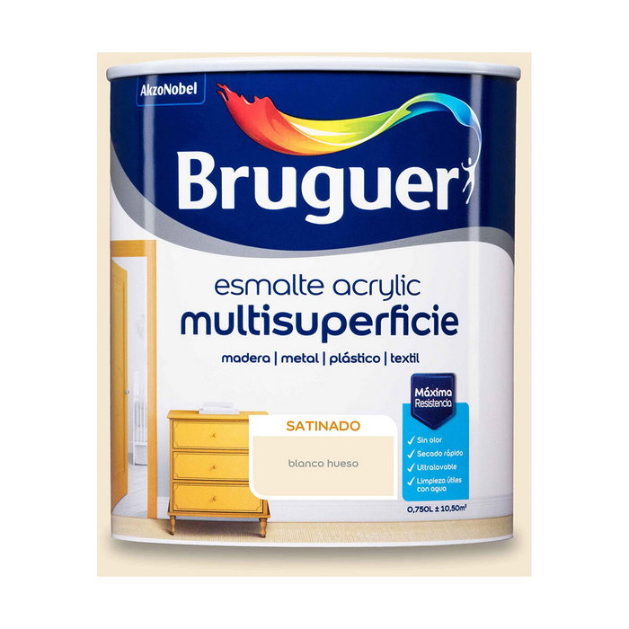 Bruguer Esmalte acrílico multisuperficie blanco hueso satinado 750 ml