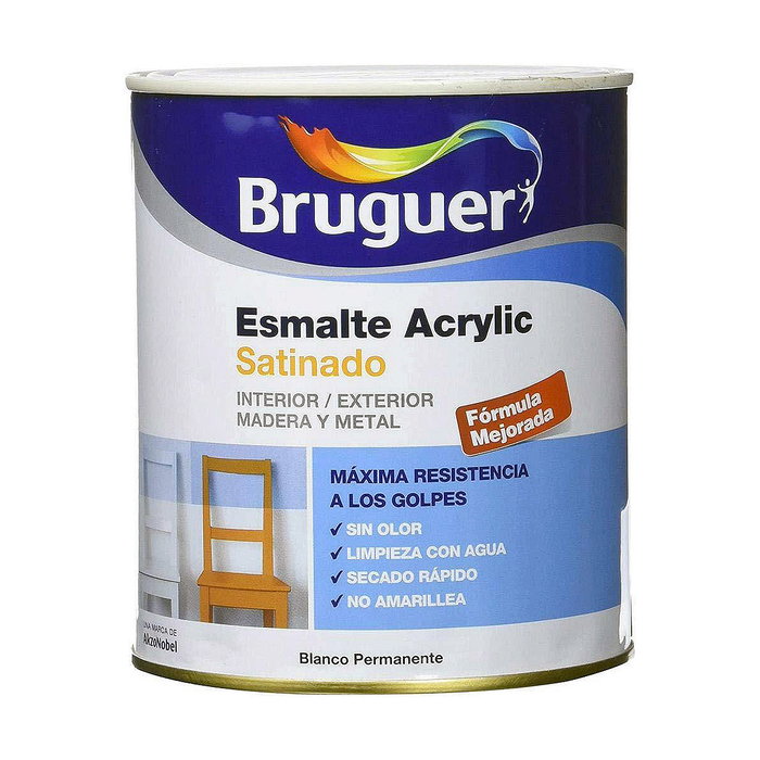 Bruguer Esmalte acrílico multisuperficie blanco permanente satinado 750 ml