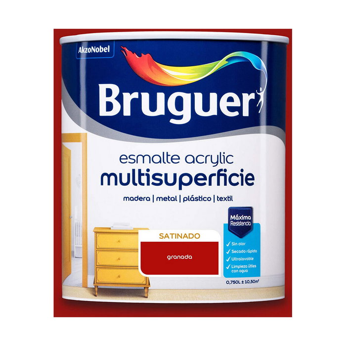 Bruguer Esmalte acrílico multisuperficie granada satinado 750 ml