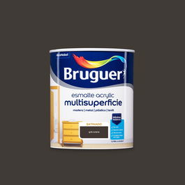 Bruguer Esmalte Acrílico Multisuperficie Gris Arena Satinado 750 ml Interior y Exterior