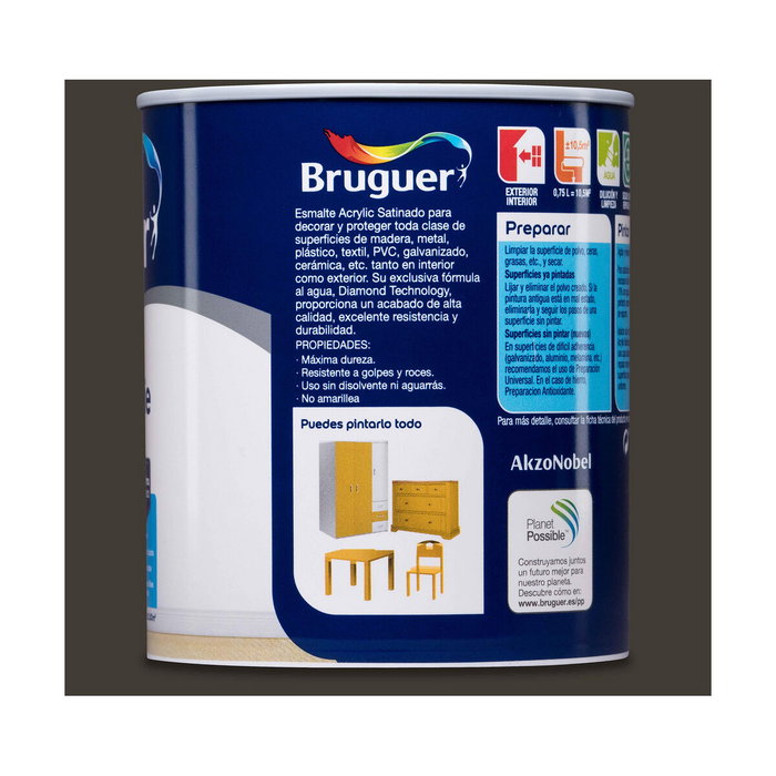 Bruguer Esmalte acrílico multisuperficie gris arena satinado 750 ml Bruguer Esmalte acrílico multisuperficie gris arena satinado 750 ml