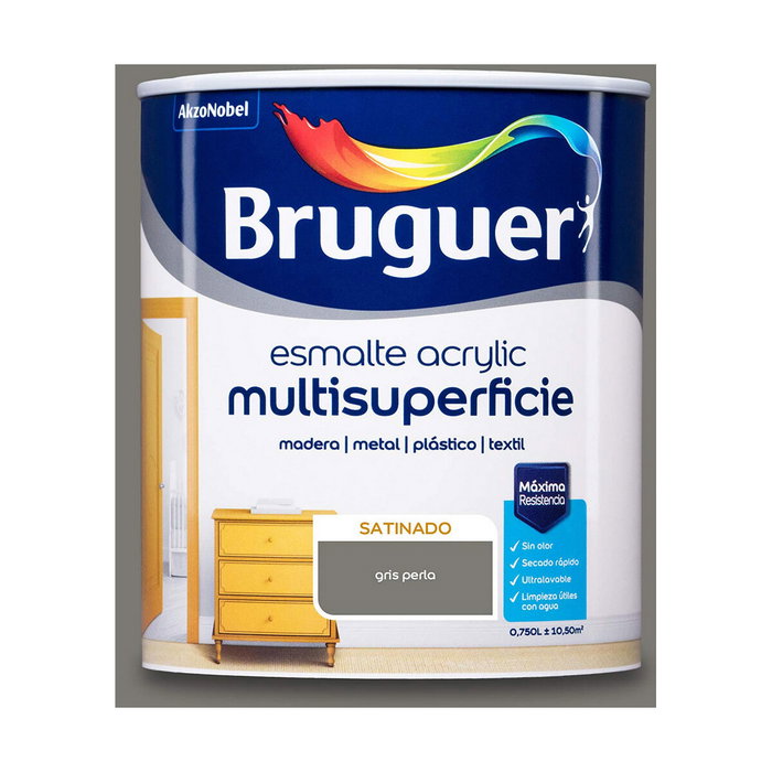 Bruguer Esmalte acrílico multisuperficie gris perla satinado 750 ml