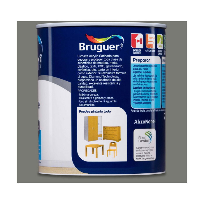 Bruguer Esmalte acrílico multisuperficie gris perla satinado 750 ml