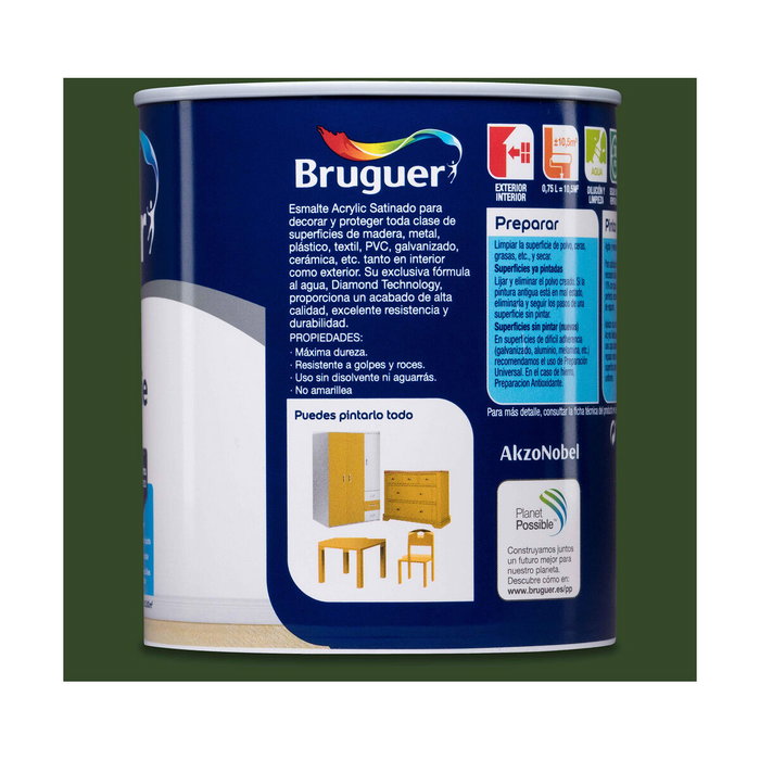Bruguer Esmalte acrílico multisuperficie verde galicia satinado 750 ml