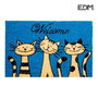 Edm Felpudo de fibra de coco modelo gatos, Azul, 60 x 40 cm