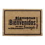 Edm Felpudo Fibra de Coco Modelo Bienvenidos Idiomas 60 x 40 cm Parte Trasera PVC Marrón Negro