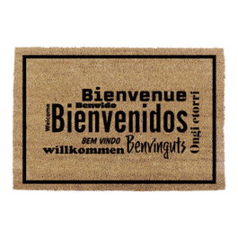 Edm Felpudo de fibra de coco modelo bienvenidos idiomas, 60 x 40 cm
