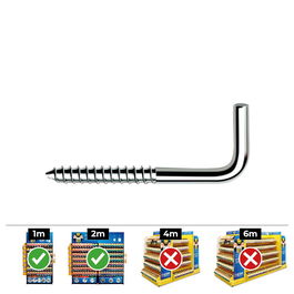 Celo Alcayata Din alr 3,5x70mm Zincado Caja 150 Unidades Acero para Madera y Taco Nylon