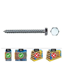 Celo Tirafondo hexagonal DIN 571 zincado Ø 8 x 70 mm, caja de 50 unidades