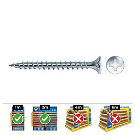 CELO Caja de 200 Unidades Tornillo para Madera Avellanado Pozi DIN - Ref: Vlox - Ø3,5x40 mm - Zincado y Lubricado - Aplicación en Madera, Aglomerado, Taco Nylon