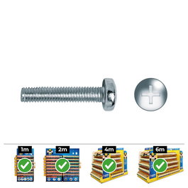 Celo Tornillo métrica alomado DIN 7985 Ø6x50mm Phillips zincado caja 100 unid.