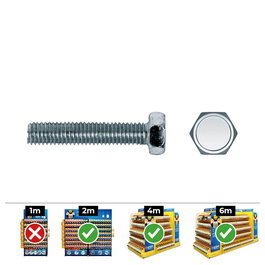 Celo Tornillo Métrica Hexagonal DIN 933 Ø8x20mm Zincado Caja 100 Unidades