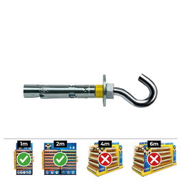 Celo Anclaje Dynabolt Gancho Zincado Ø8 x 45 mm Referencia 9845dg Caja 25 Unidades