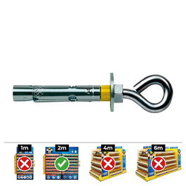 Celo Anclaje Dynabolt Aro Zincado Hormigón Ladrillo Ø10 x 60 mm Caja 10 Uds Taco Fijaciones