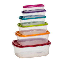 5Five Set de 6 Fiambreras Tuppers 'Colors', 0.3L a 2.8L, Plástico Libre de BPA, Aptas para Microondas y Lavavajillas