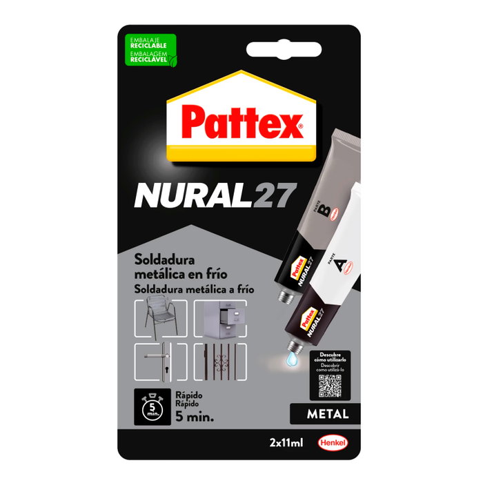 PATTEX Nural 27 Soldadura Metálica en Frío 22 ml Gris