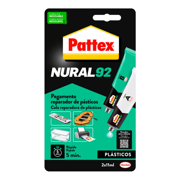 Pattex Nural 92 Adhesivo Reparador de Plásticos Bicomponente 22 ml
