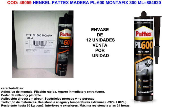 Pattex pi600 montafix 300 ml Beige