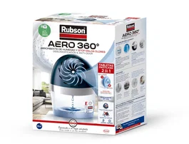 Rubson Aero 360º Deshumidificador + Pastilla Recambio Gratis para 22m², Absorbe Humedad y Olores