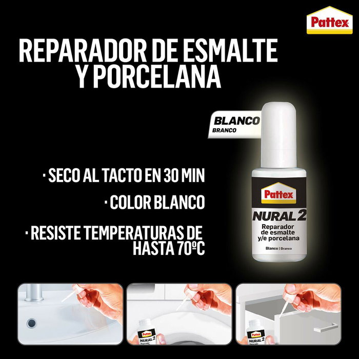 Pattex Nural 2 Reparador de esmalte y porcelana Blanco 50 g
