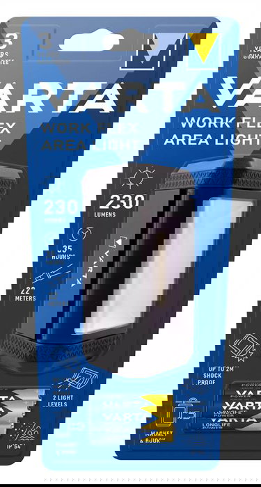 Varta 17648101421 Linterna de Trabajo Work Flex Area Light LED 3xAA Resistente al Agua y Polvo para Entornos de Bricolaje