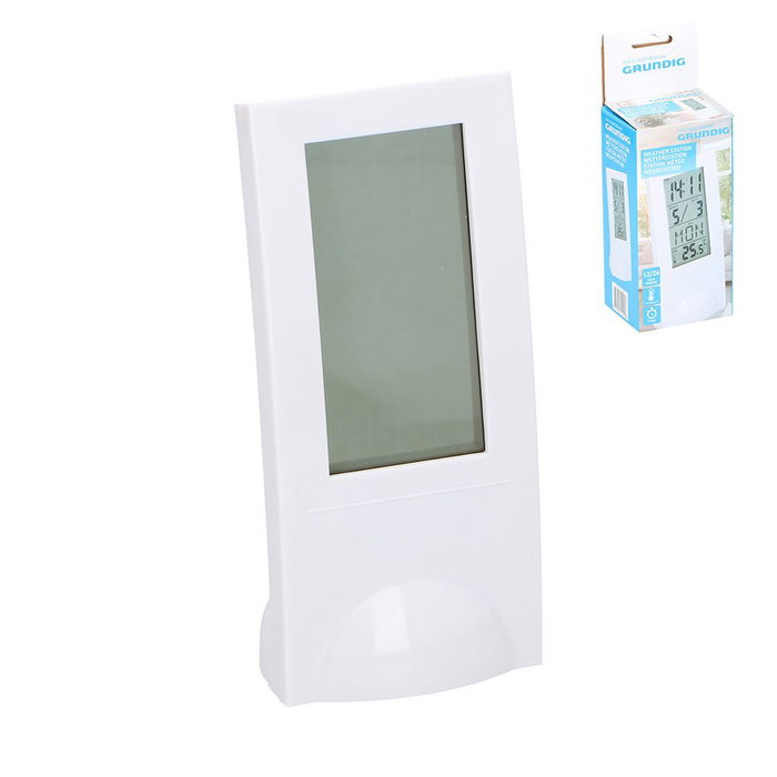 Grundig Estación Meteorológica Blanca con Termómetro, Reloj, Despertador y Calendario 12,5x65x55 mm Grundig Estación Meteorológica Blanca con Termómetro, Reloj, Despertador y Calendario 12,5x65x55 mm