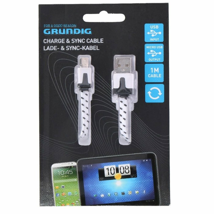 Grundig Cable USB a Micro USB 1m Blanco/Negro Grundig Cable USB a Micro USB 1m Blanco/Negro