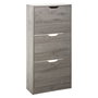 5Five Zapatero de madera 115 x 60 x 24 cm gris claro con 3 compartimentos para 18 pares de zapatos