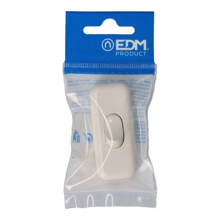 Edm Interruptor de paso 3A Blanco Polipropileno 26x15x60mm 250V