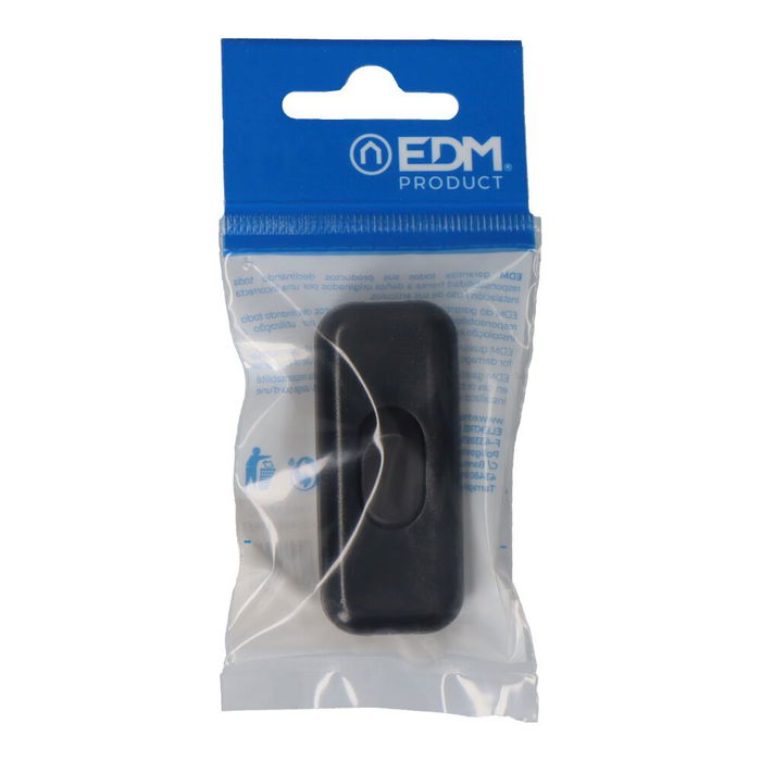 Edm Interruptor de paso 3A Negro 250V Polipropileno