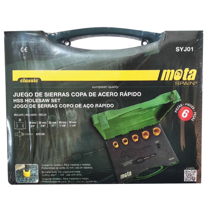 Mota Herramientas Juego de sierras de copa ø19/22/25/29/32 mm Mota Herramientas Juego de sierras de copa ø19/22/25/29/32 mm