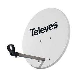Televes Antena Parabólica Offset Ø63cm Disco Aluminio Fibra de Vidrio Blanca Inmune Corrosión