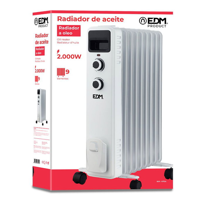 Edm Radiador de aceite 2000 W con 9 elementos