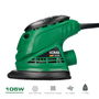 Koma Tools Lijadora Tipo Mouse LM-105 105W, Velocidad 12000 rpm, Toma de Aspiración, 141 x 145 mm, Incluye Lija P80, Verde/Negro