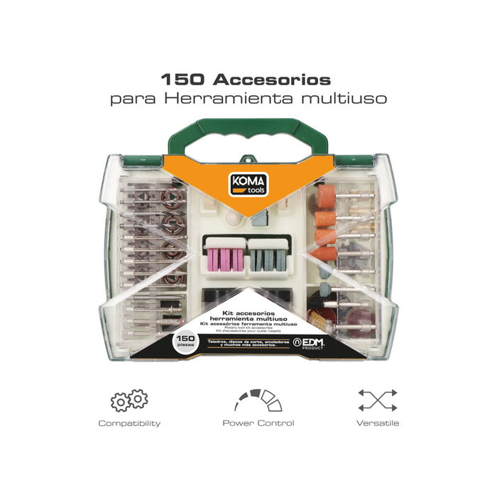 Koma Tools Set de 150 Accesorios para Multiherramienta Rotativa