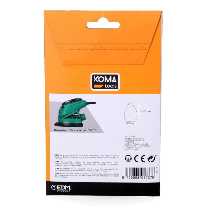 Koma Tools Lijas para Lijadora Tipo Mouse, Referencia 08707, Pack de 5 Unidades (10 x 14 cm) con Granos P60, P80, P120 - Brico Series