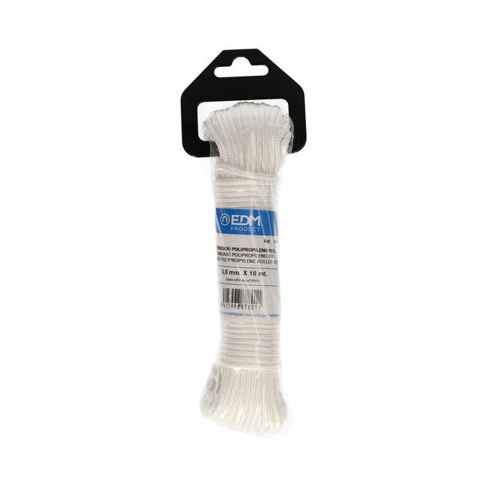 Edm Cuerda Riel R.81 Trenzada Polipropileno Blanco 3 mm x 18 m