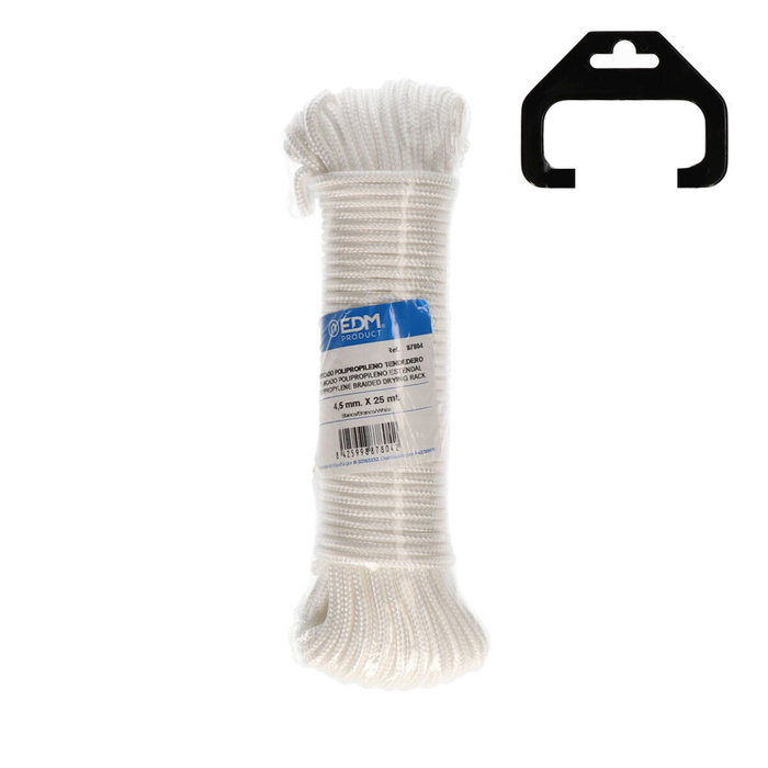 Edm Cordón trenzado de polipropileno blanco 4,5 mm x 25 m Edm Cordón trenzado de polipropileno blanco 4,5 mm x 25 m