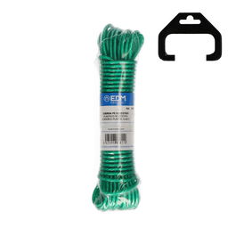 Edm Cuerda de plástico revestido PVC para tendedero, cercados e industria, 3.8 mm x 10 m, Verde